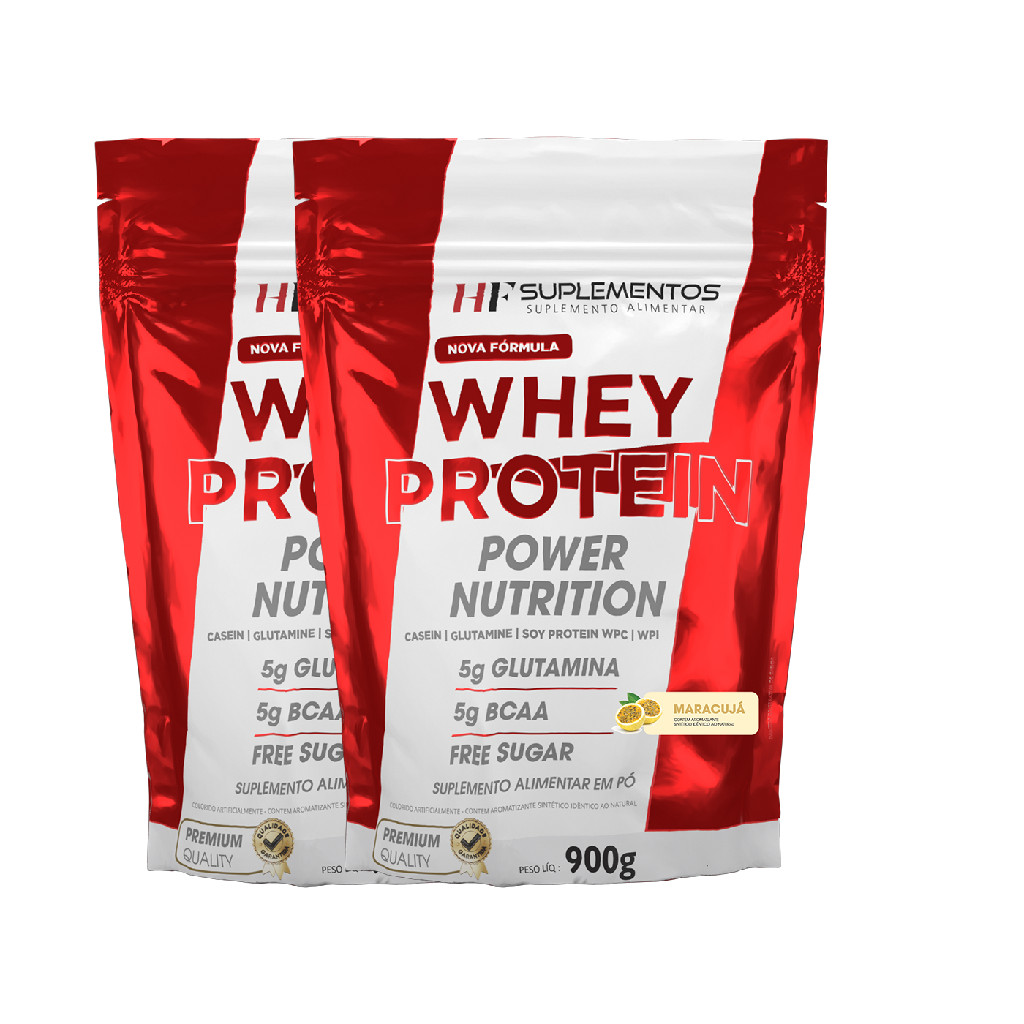 2X WHEY PROTEIN POWER NUTRITION 900G MOUSSE MARACUJÁ HF SUPLE