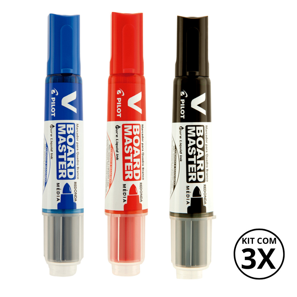 Kit com 3 Marcadores Para Quadro Branco V-Board Master - PILOT em Oferta na Shopee