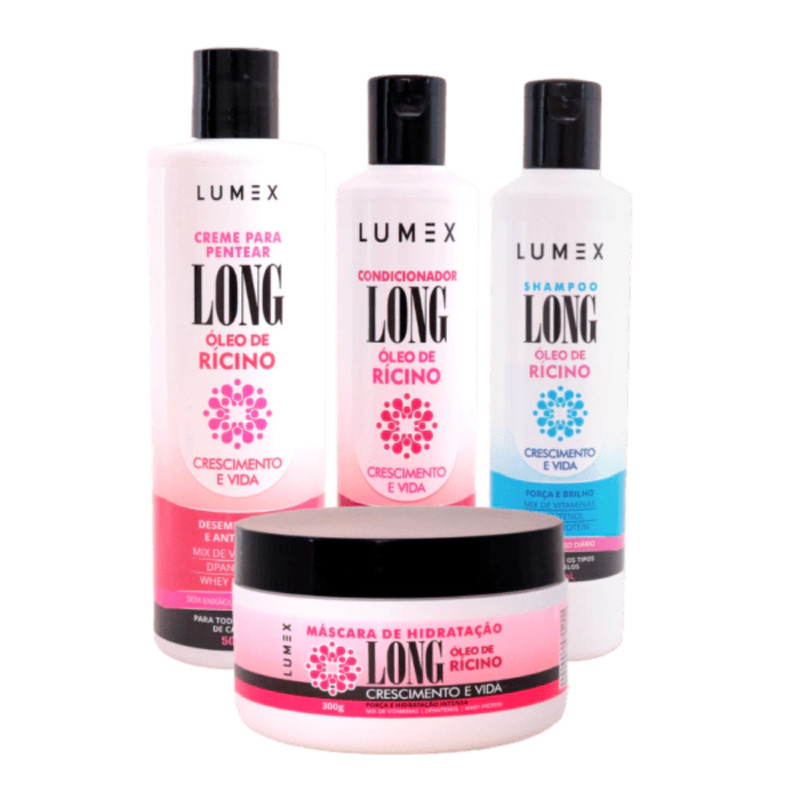 KIT SHAMPOO CONDICIONADOR MASCARA CREME DE PENTEAR CRESCIMENTO FORTALECIMENTO NUTRICAO  LUMEX LONG