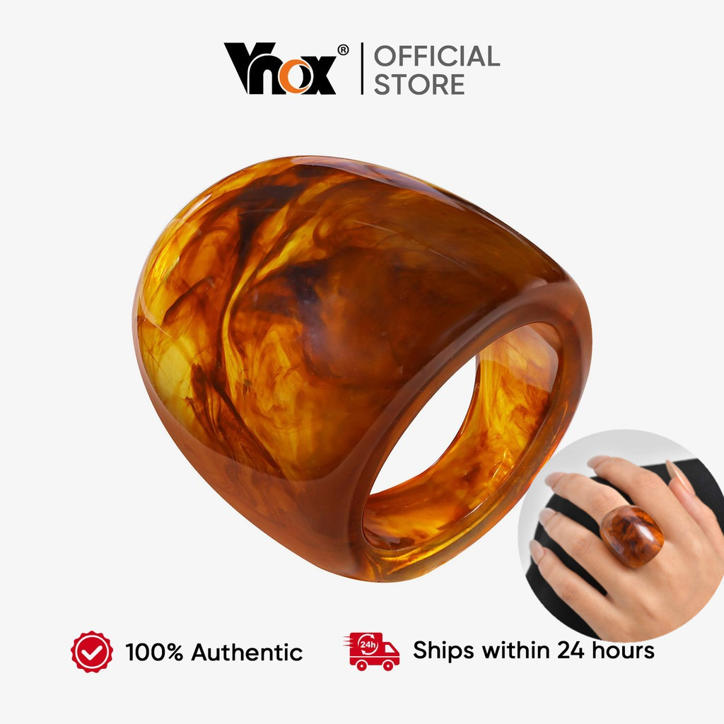 Anel De Resina Âmbar Vnox , Não Mancha E À Prova D'água , Retrô , Feminino , Meninas , Joias De Festa , Presentes em Oferta na Shopee