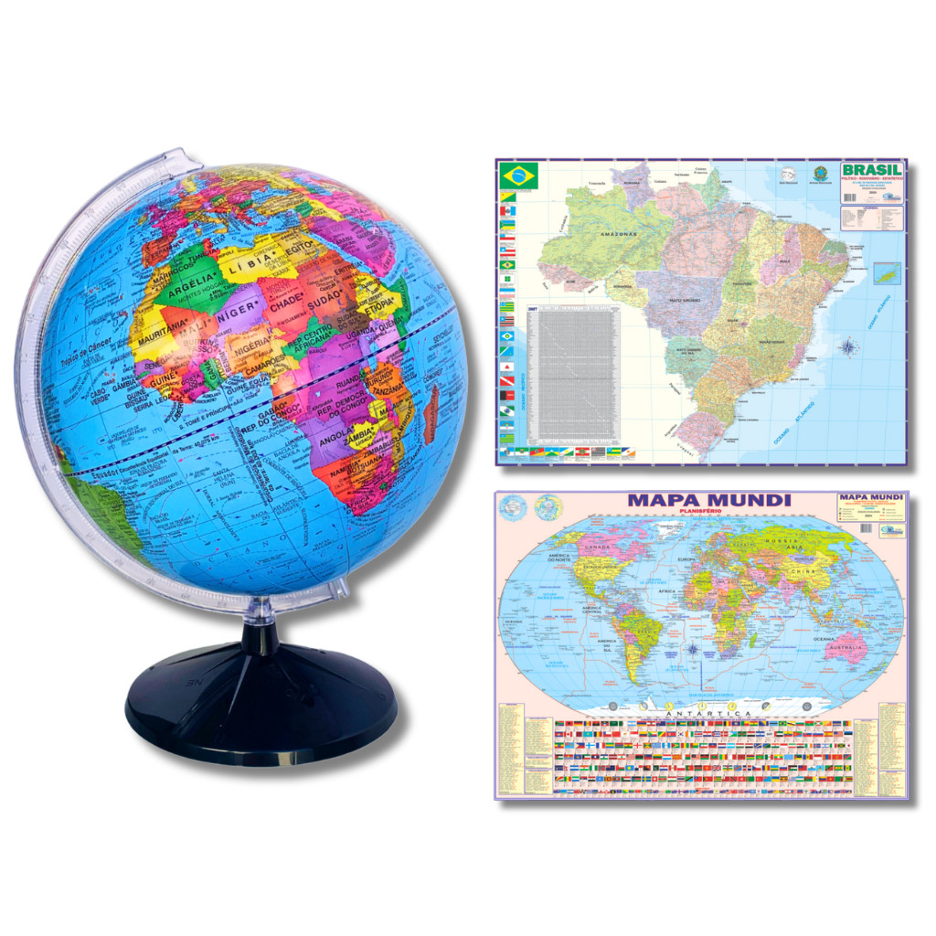 Globo Terrestre Politico Decorativo + Mapa do Brasil e Mapa Mundi Gigantes em Oferta na Shopee