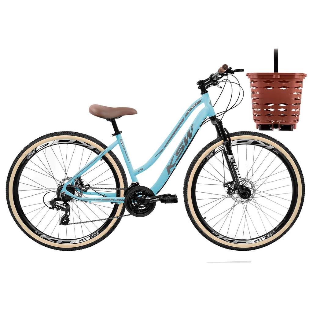 Bike Aro 29 KSW Sunny Retrô 21V Shimano C/ Cesta e F. Disco
