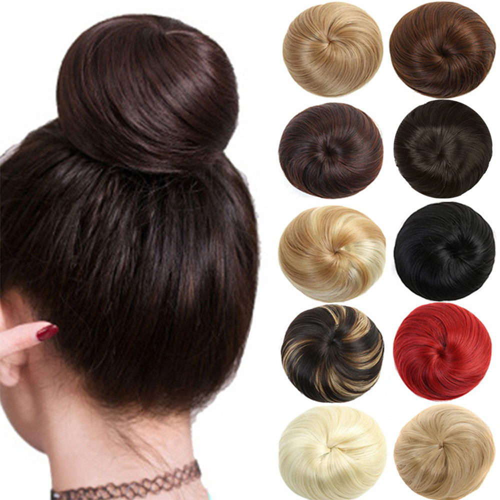 Peruca de Coque com Design de Cordão Fibra de Alta Temperatura Coque de Cabelo Liso com Cordão Elástico