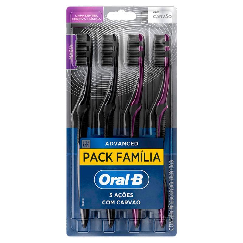 Escova de Dente Oral-B Advanced 5 Ações com Carvão Pack Família 4 Unidades em Oferta na Shopee