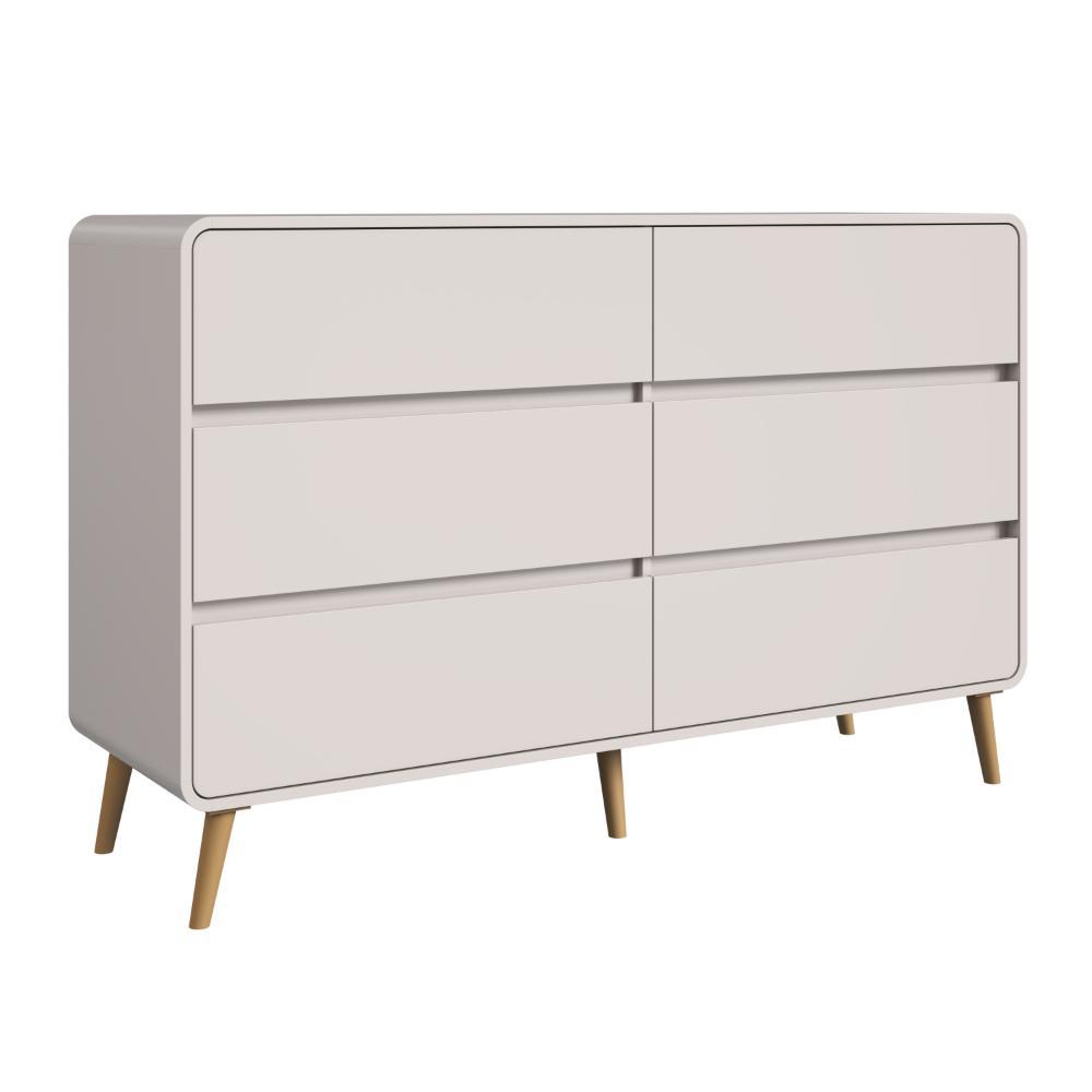 Cômoda 6 Gavetas Linha Curve 144cm Cor Bege Dunas CV004BDBD - Completa Móveis