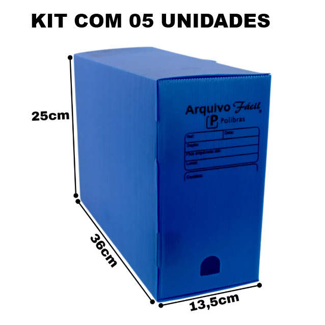 ARQUIVO MORTO FACIL POLIONDA AZUL  C/5 UN - POLIBRAS em Oferta na Shopee