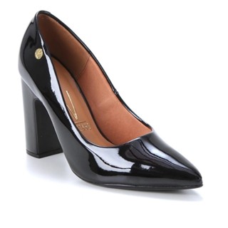 Scarpin Vizzano Salto Alto Grosso Verniz Feminino - Preto em Oferta na Shopee