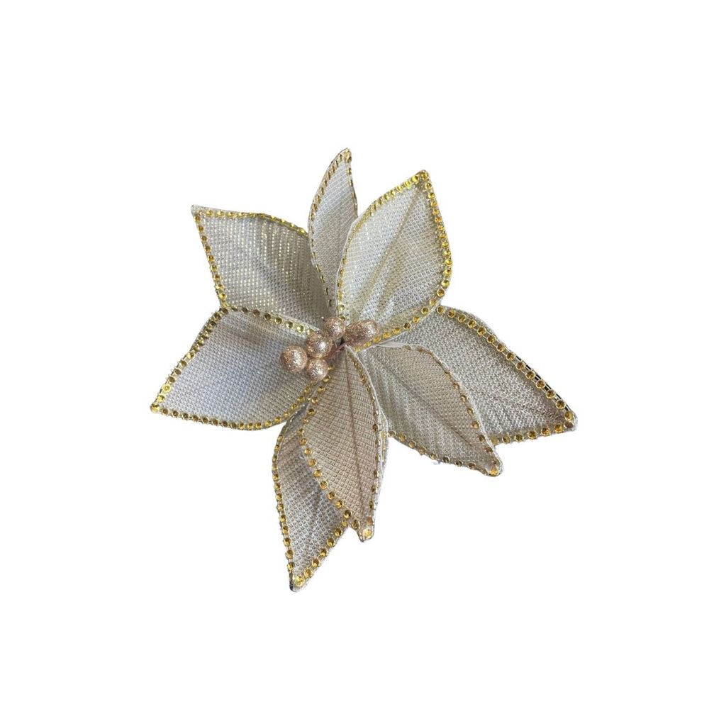 Flor Galho Com Flores Bico De Papagaio Tuut 22X51cm Champagne Ref 31085