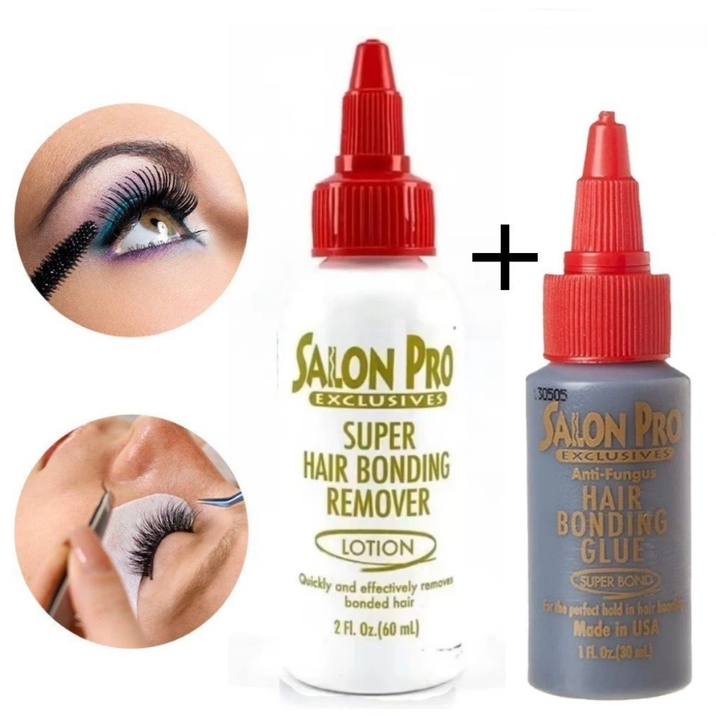 Kit Cola Para Extensão de Cílios 30ml + Loção Removedor de Cola 60ml Salon Pro+kit de extensão de cílios em Oferta na Shopee