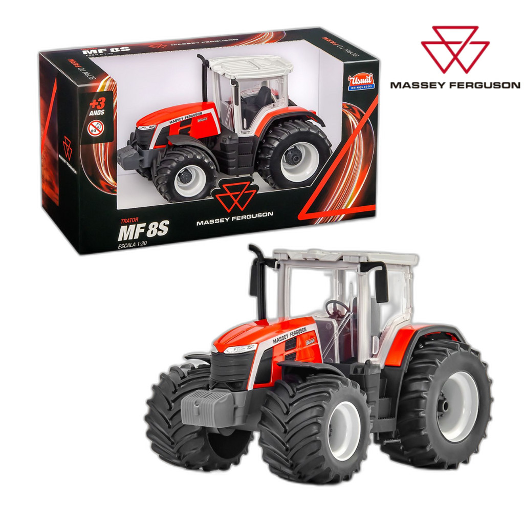 Brinquedo Trator Massey Ferguson Miniatura escala Usual Brinquedos