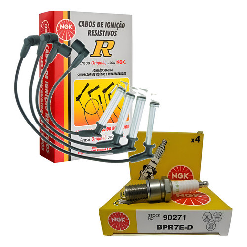 Jogo Cabos Velas Ngk Agile Corsa Montana Meriva 1.4 8v Flex - Preto