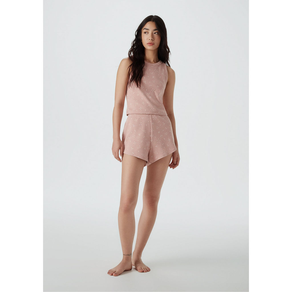 Pijama Curto Feminino Estampado Em Ribana