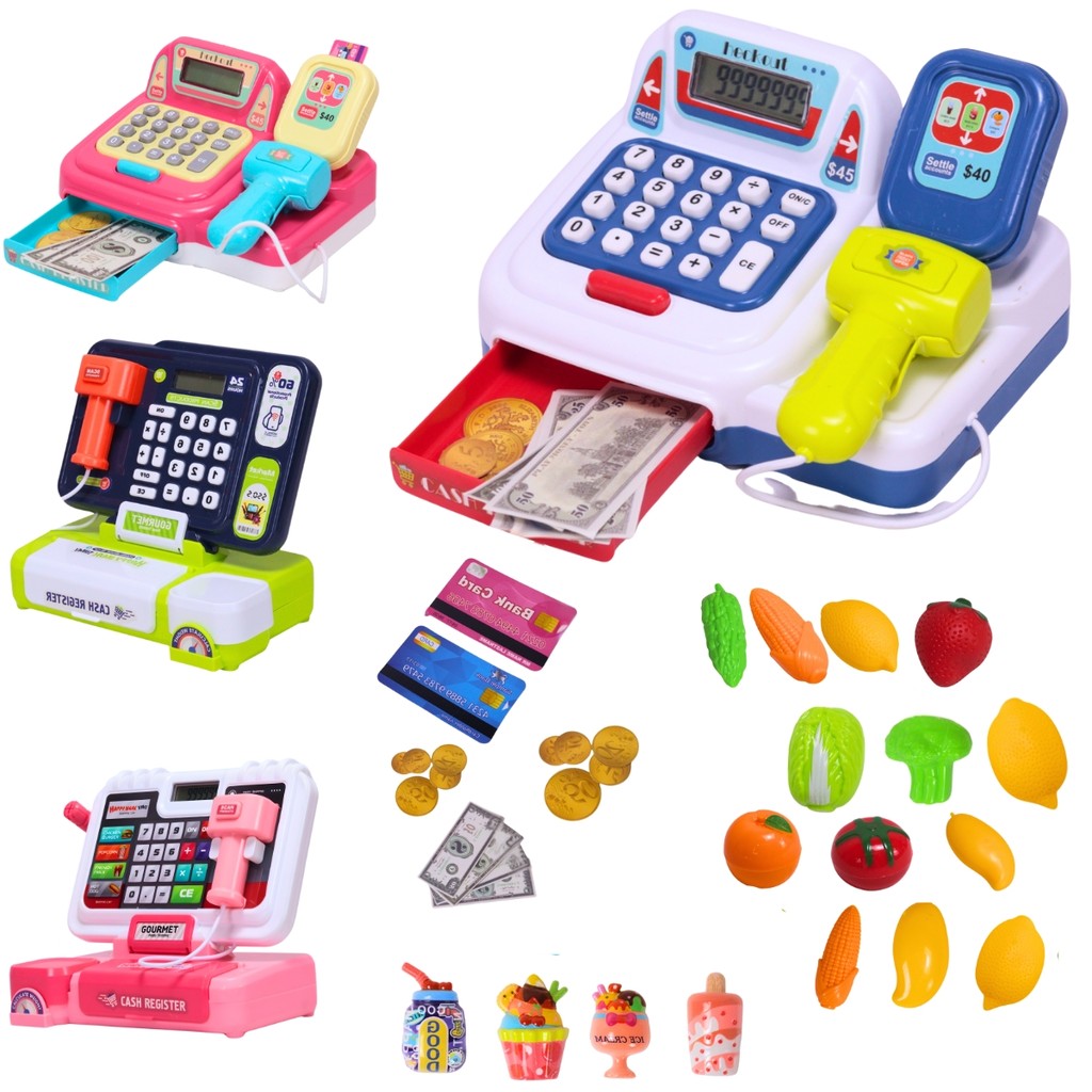 Caixa Registradora Infantil Mini Supermercado Luz Som Calculadora e Acessórios - Castela em Oferta na Shopee