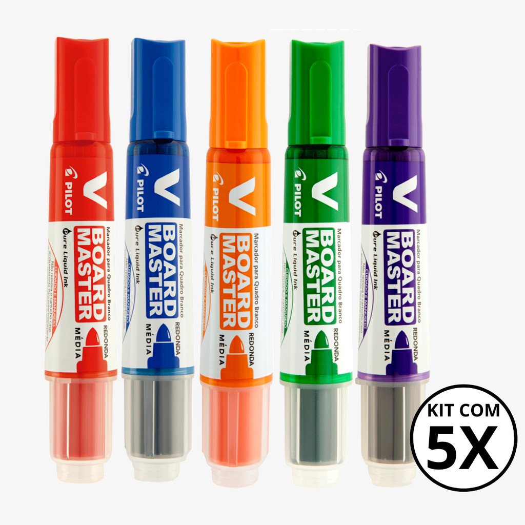 Kit Com 05 Marcadores Para Quadro Branco V Board Master - PILOT KIT:VM+AZ+LJ+VD+VL em Oferta na Shopee