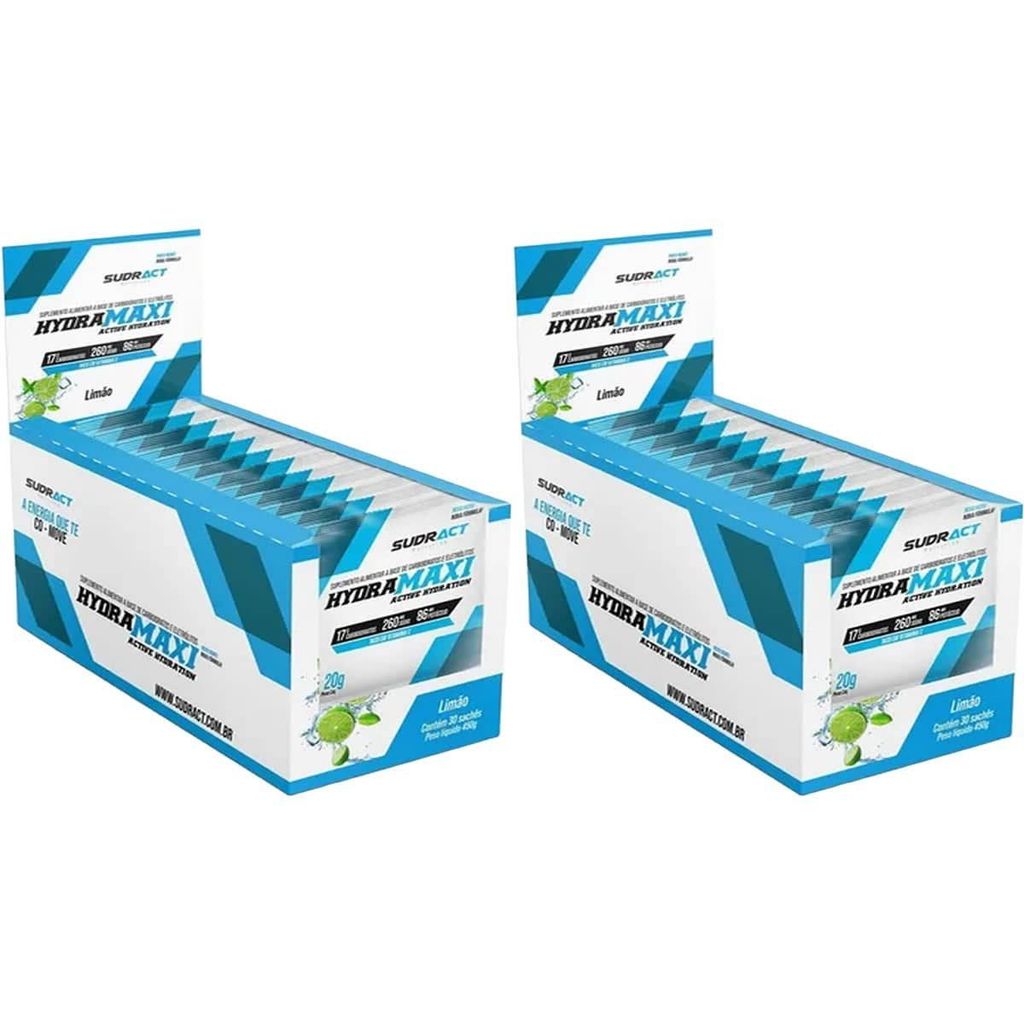 Kit 2X Hydramaxi Isotônico em Pó - 25 Sachês 20g Limão - Sudract Nutrition em Oferta na Shopee