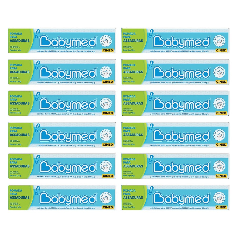 Kit 12 Pomadas Para Prevenção De Assaduras Babymed Azul 45g