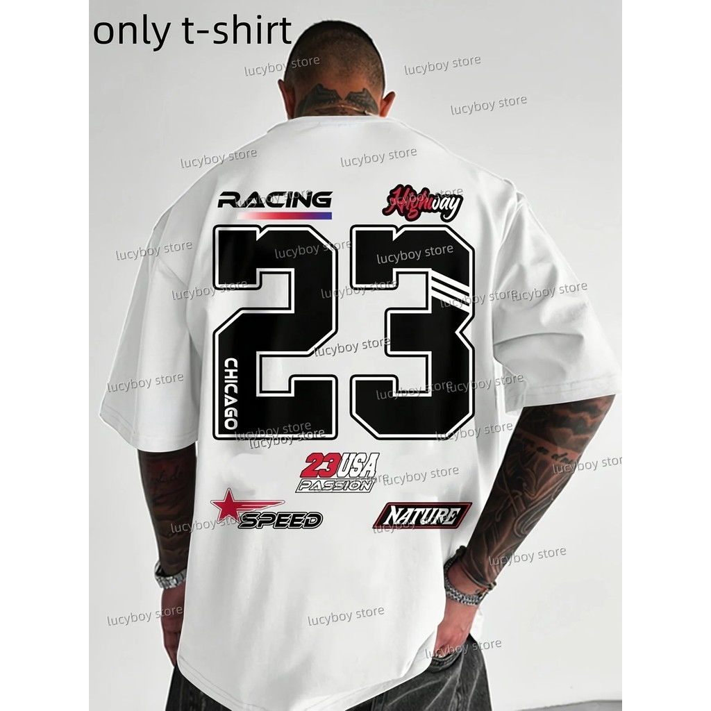 Camiseta Masculina Racing 23 Estampada Lançamento Camiseta 100% Algodão Camisetão Camisa Oversized Plus - Camisarte