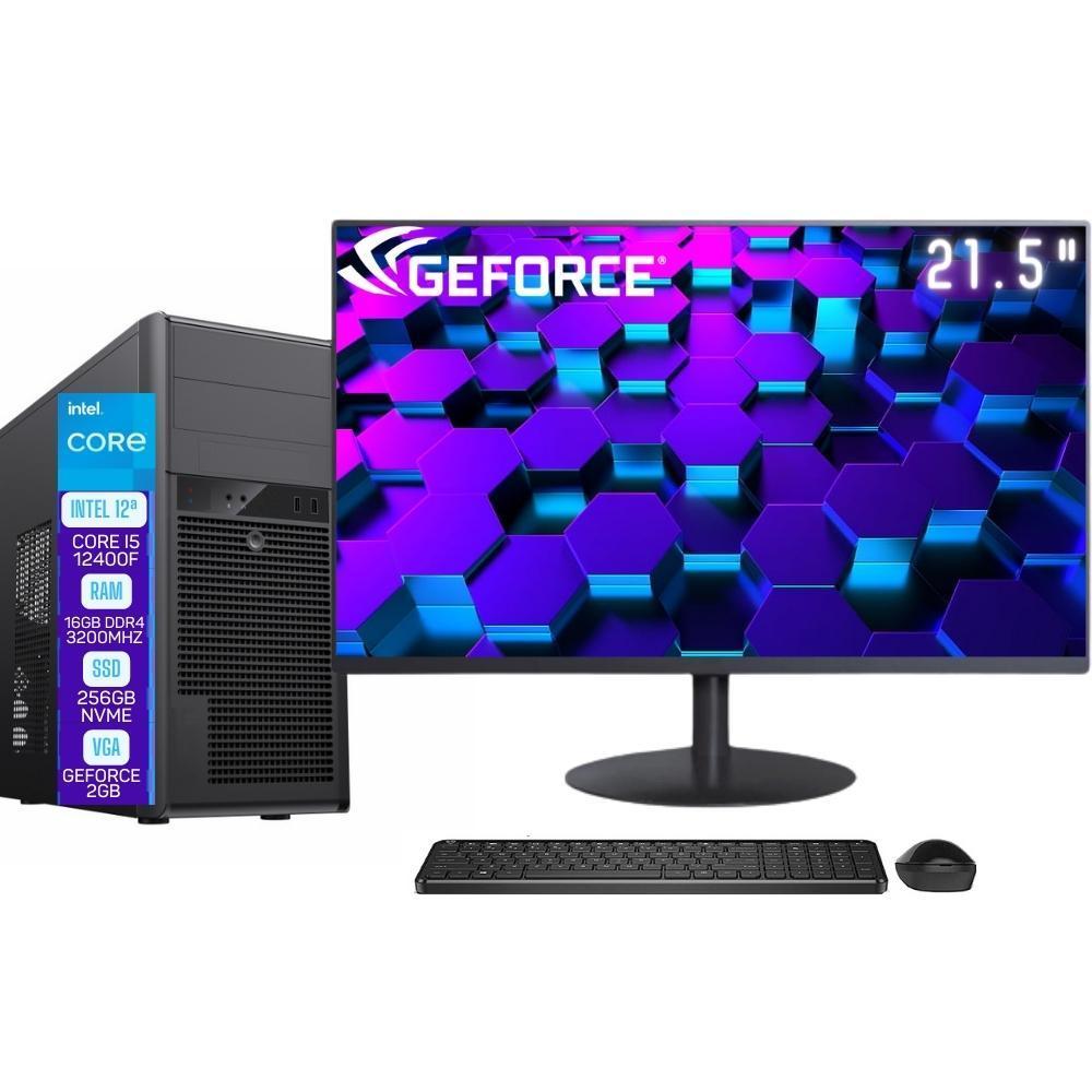 PC Completo Skill Pro Intel 12ª Geração Core i5 12400F 16GB DDR4 PV Geforce 2GB SSD 256GB Monitor 21.5" LED SP-091