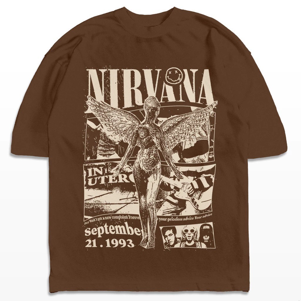 Camiseta Nirvana 1993 Vintage Banda Rock Streetwear Harajuku Aesthetic Camisa Unissex em Oferta na Shopee
