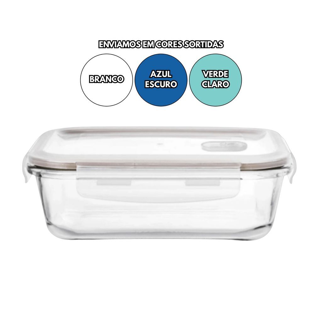 Pote Hermético Sem Divisória Cor Aleatória Vidro Marmita c/ Trava 1000ml em Oferta na Shopee