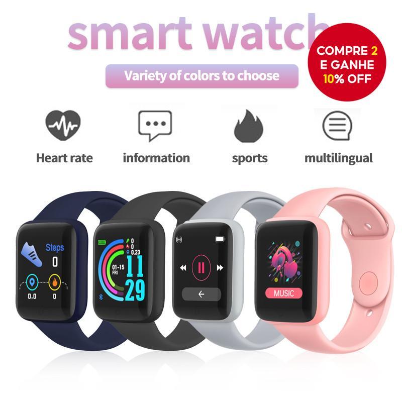 Produto original+2025 Y68/D20 Smart Watch Smart Band Relógio Digital Smartwatch Relógio Inteligente à Prova d'Água para