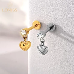 Piercing Orelha Minibarbell Aço Cirúrgico Zircônia Com Pingente Coração Labret Helix Tragus Conch Nariz Boca Inoxidavel