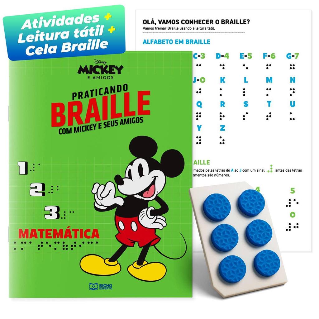 Livro de Atividades Disney Praticando Braille Com Mickey E Amigos - Matemática