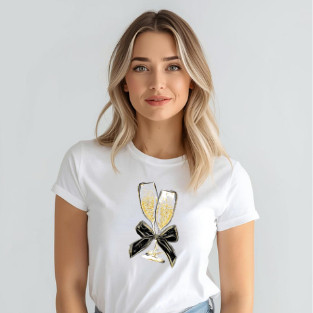 Camiseta Estampada para Ano Novo 2026 Reveillon Praia Virada Branco Taça Feliz Love Vibes Laço Qualidade Preimum