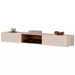 Rack Suspenso para Painel ou TV até 65 Polegadas 1,43m 2 Portas com Nicho Montreal Off White