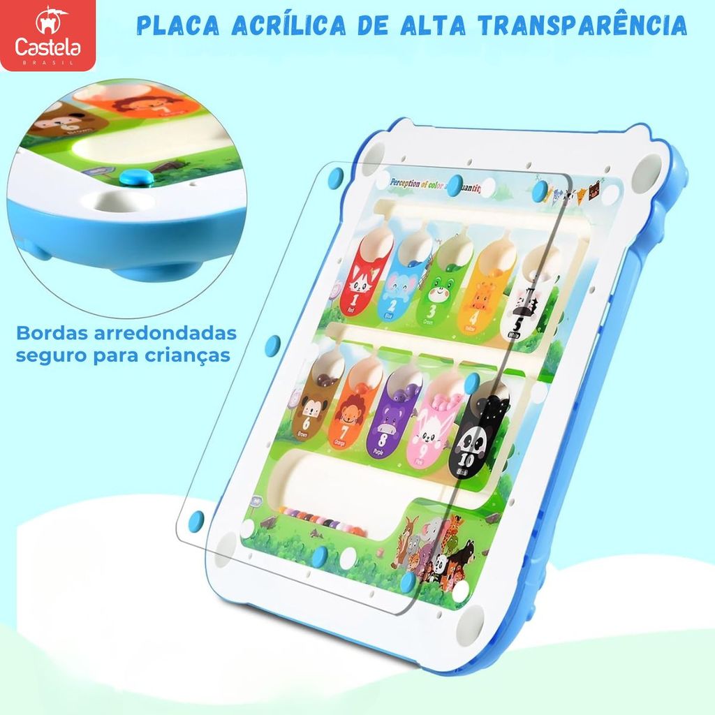 Detalhes do Lousa Mágica Magnética 2 em 1 Retrô Infantil Azul - Castela