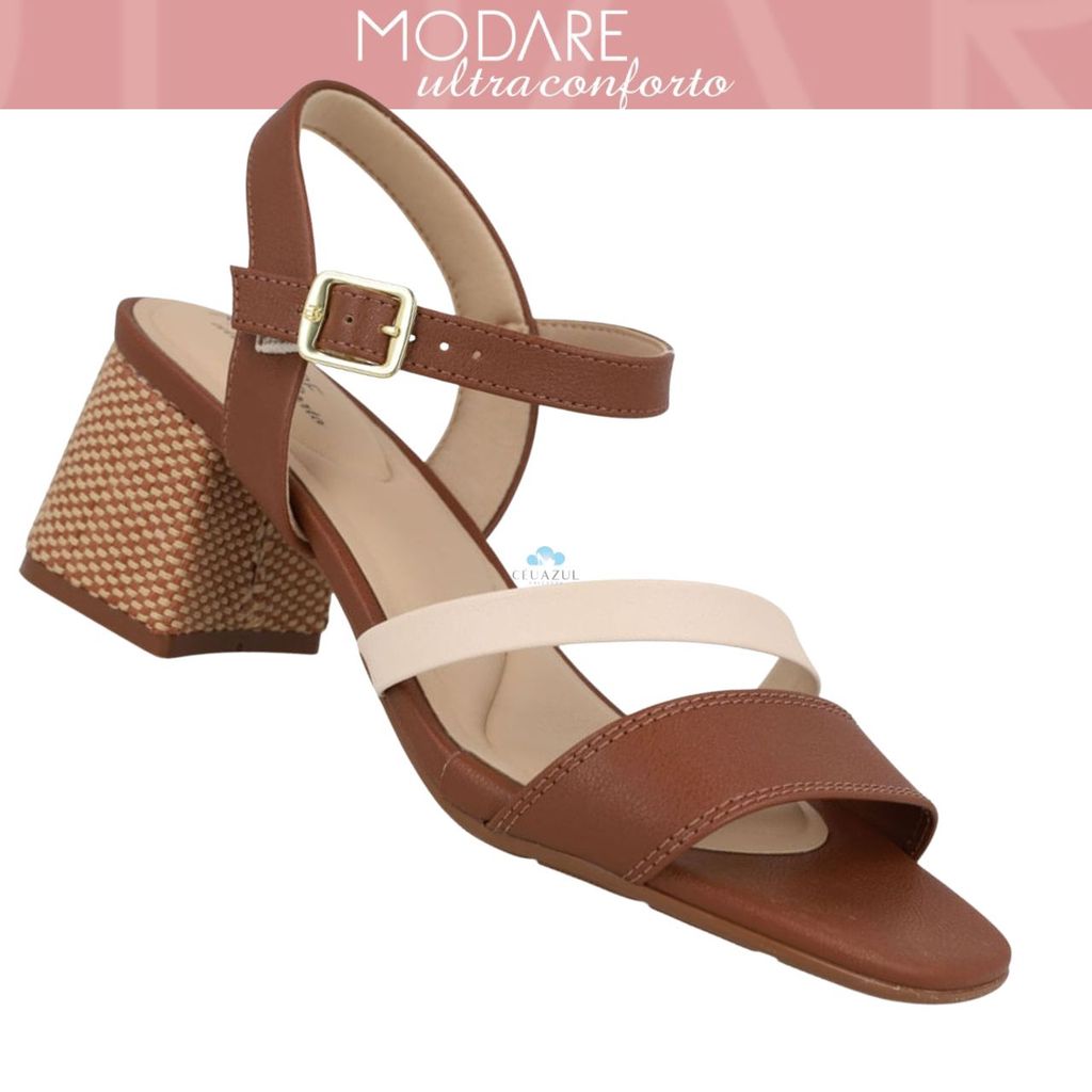 Sandália Modare Feminina Salto Bloco Cortiça Ultraconforto em Oferta na Shopee