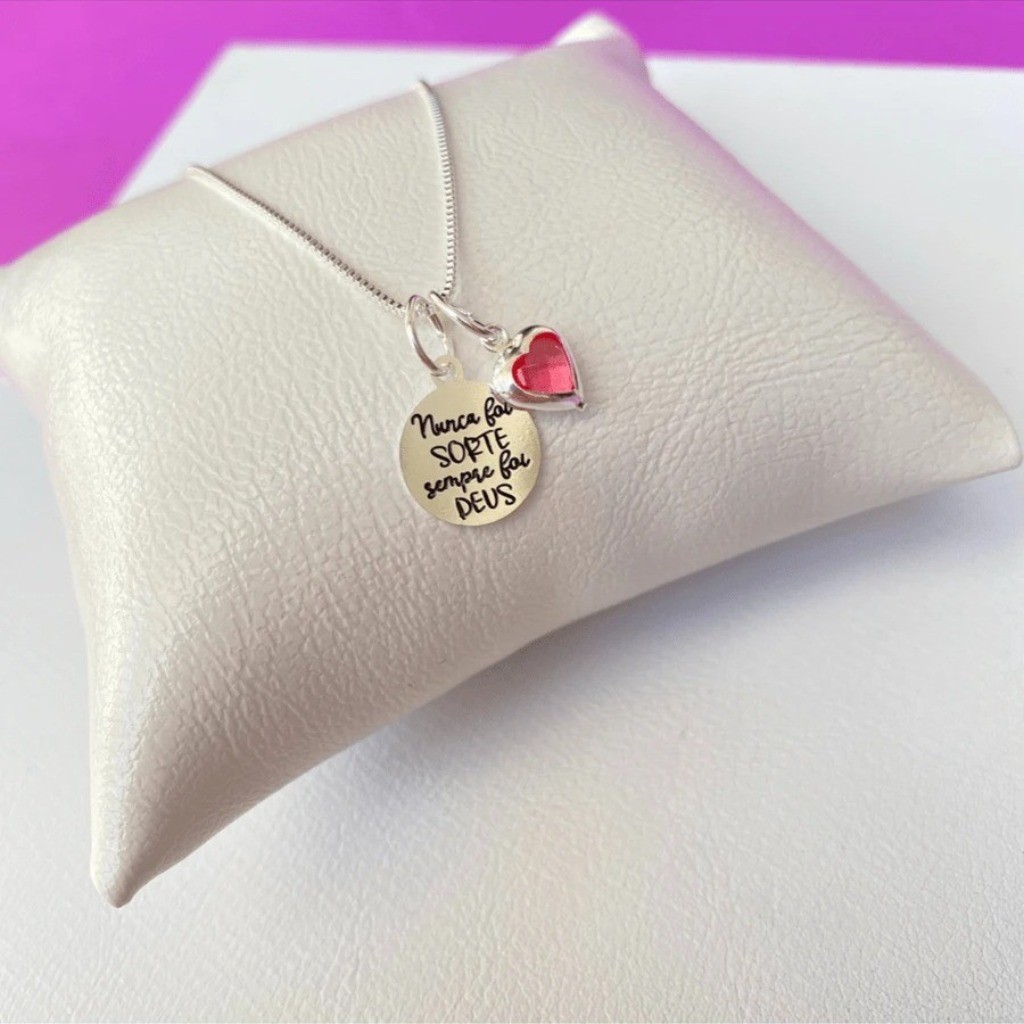 Colar “Nunca foi sorte sempre foi Deus” Folheado a prata 925