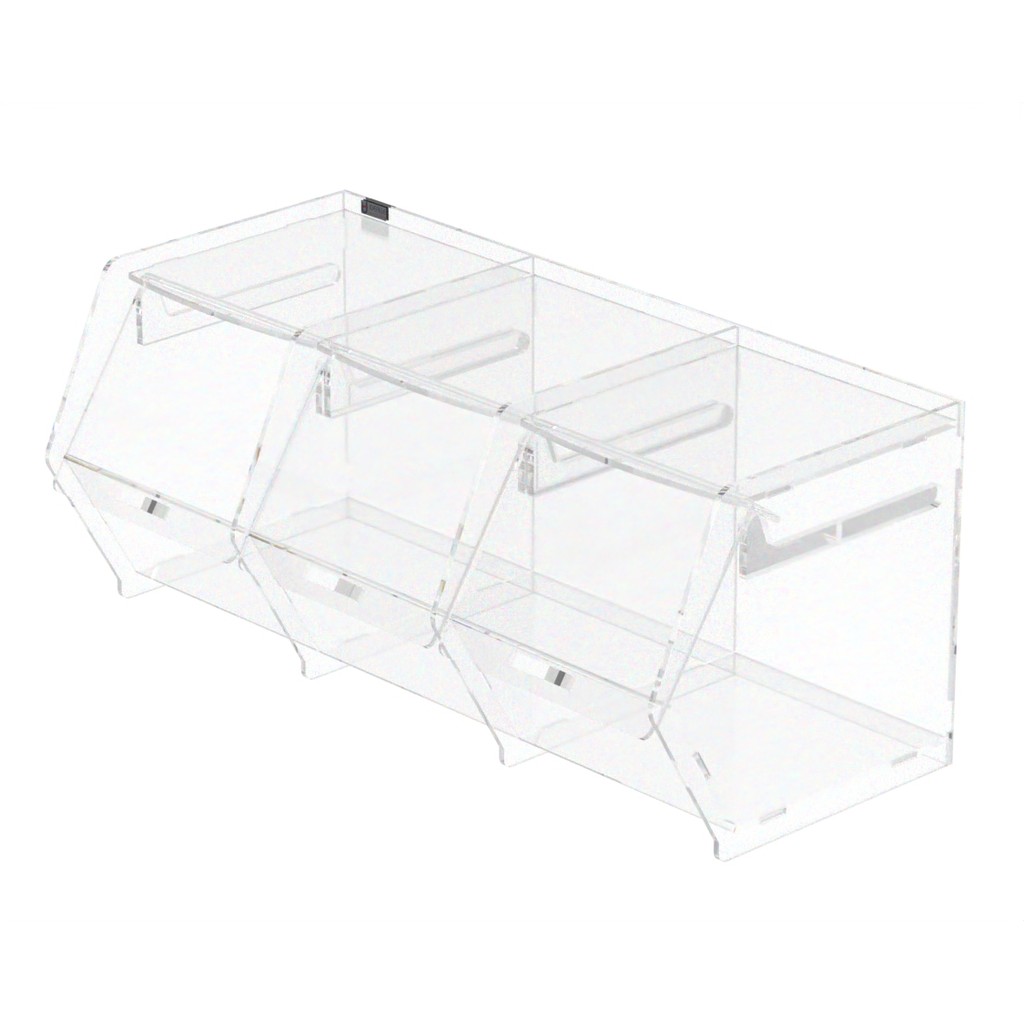 Baleiro Idealle Em Acrilico Cristal 3 Nichos Horizontal