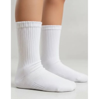 Kit 6 Pares De Meia Infantil Algodão Branca Escolar 4 a 10 Anos Cano Alto em Oferta na Shopee