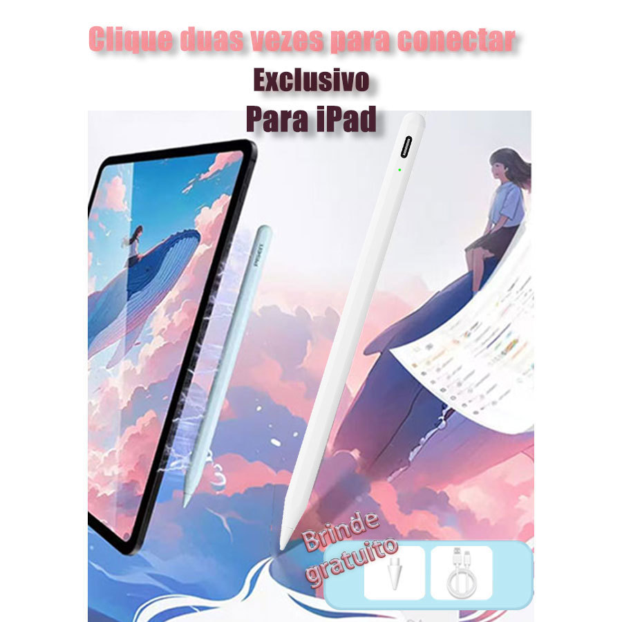 Caneta Stylus Recarregável USB para Tablet e Celular | Para iPad/ios Ponta Precisa para Escrita e Jogos