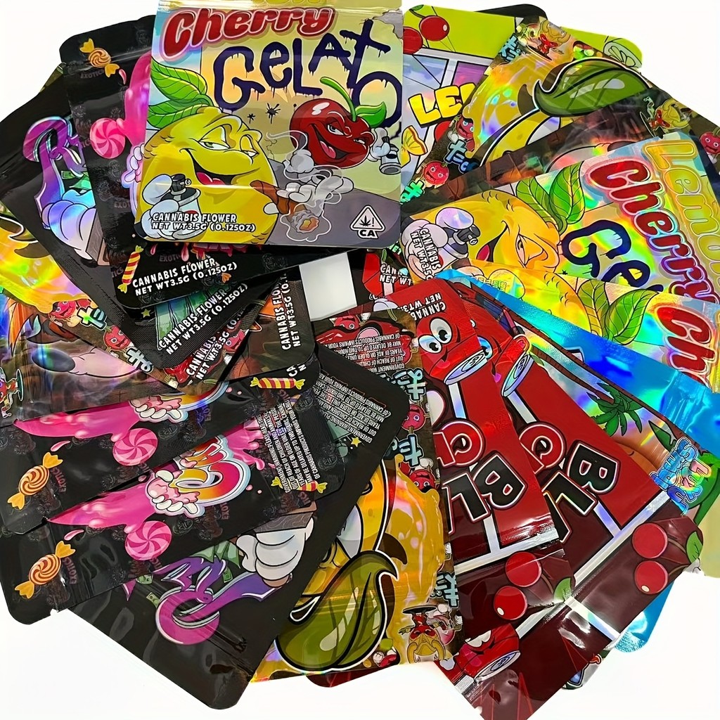 100 Sacos Plásticos Da Selagem Caixa De Mylar Dos Pces 3.5g , Estilo Impresso Desenhos Animados , Apropriados Para Jóias
