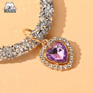 Coleira Pet de Strass Brilhante com Pingente Coração de Pedra, Ajustável para Gatos e Cac…