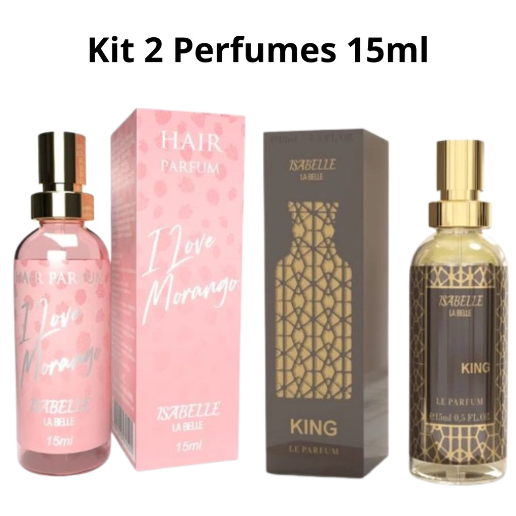 I Love Morango Kit Perfume 15mL e + Perfume Arabe Bharara King 15ml Unisex Fresco Frutal
