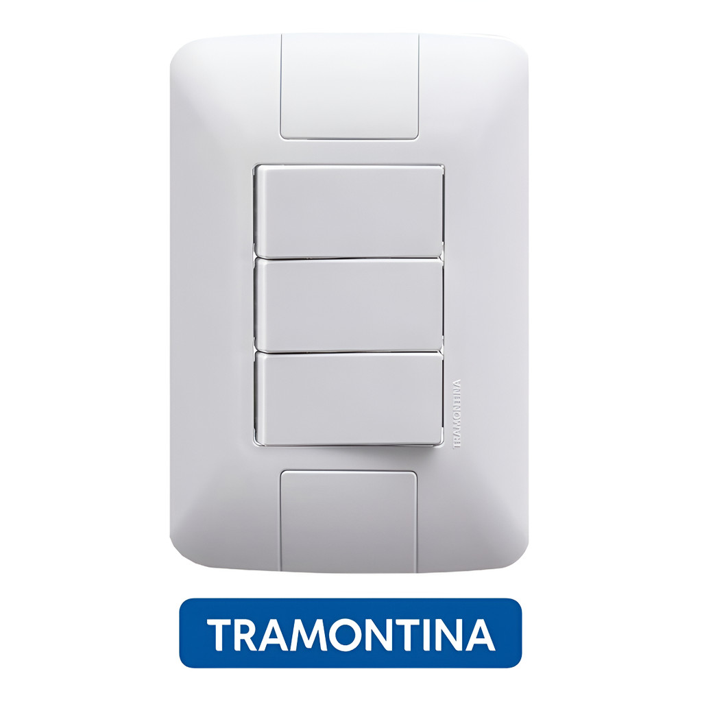 Interruptor Simples Triplo Com Placa Tramontina Aria Branco