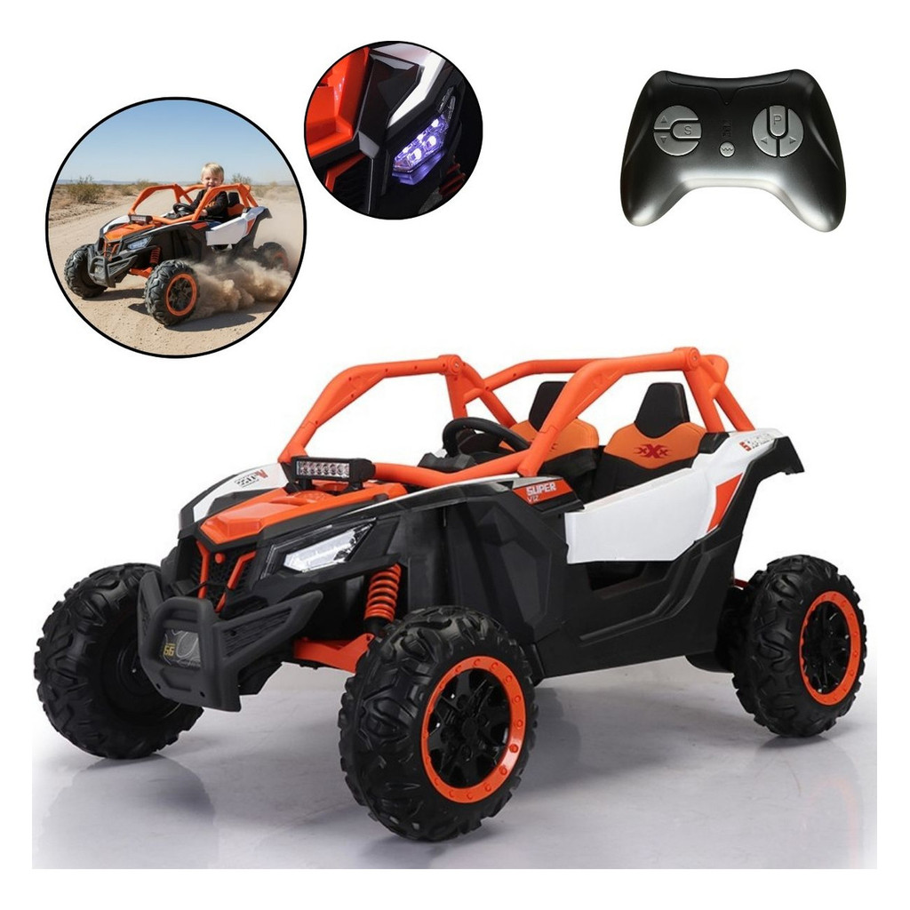 Quadriciclo Elétrico Infantil UTV 12V Laranja Assento Duplo Com Controle Remoto Importway