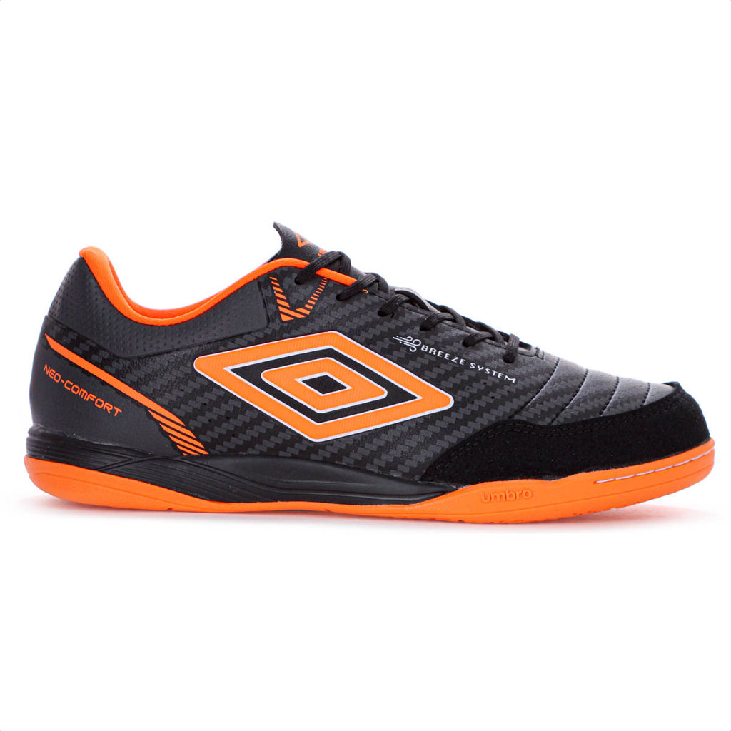 Chuteira Umbro Futsal Neo Comfort Preto Grafite Laranja - Masculino