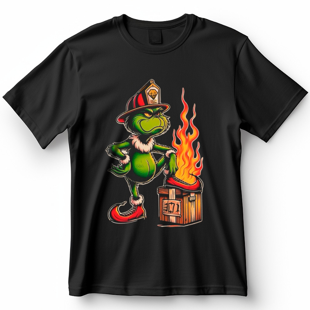 Camiseta Grinch Bombeiro Fogo Natal Blusa Camisa 100% Algodão