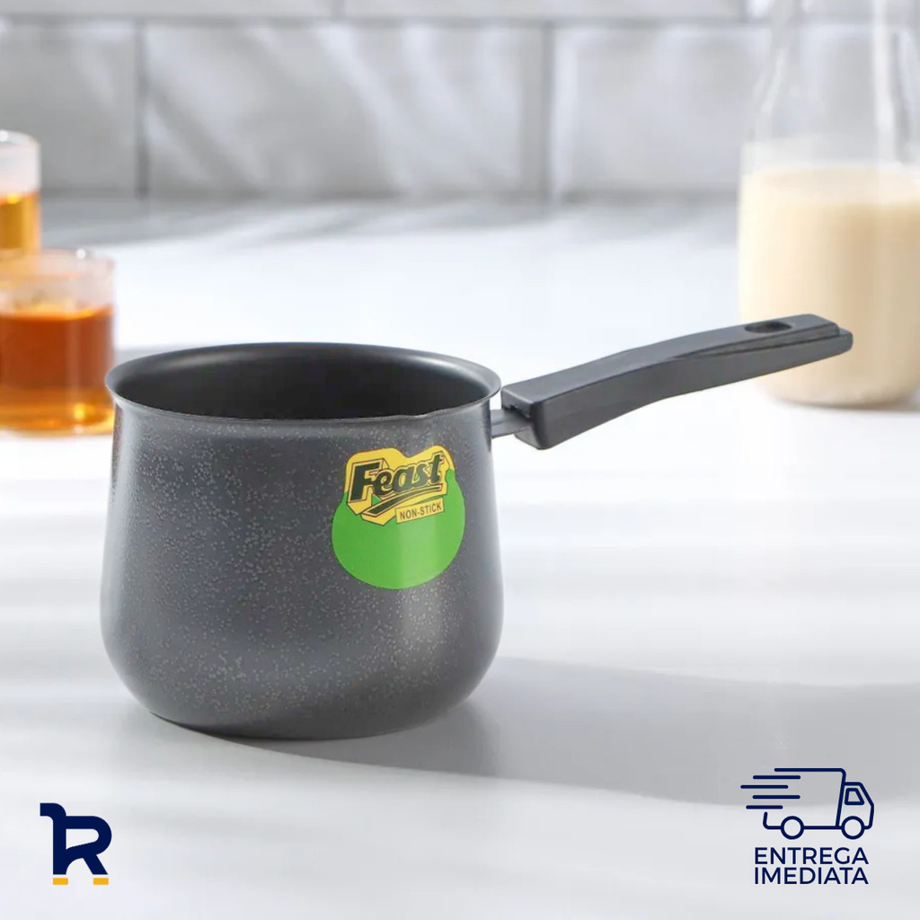 Leiteira Fervedor Alumínio Pincelado Jarra para Ferver Leite, Água e Café Canecão Metal