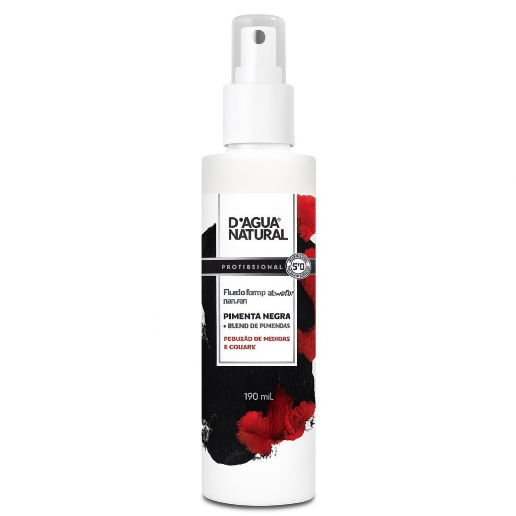 Fluído Profissional Pimenta Negra 190ml D’Água Natural Termo Estimulante