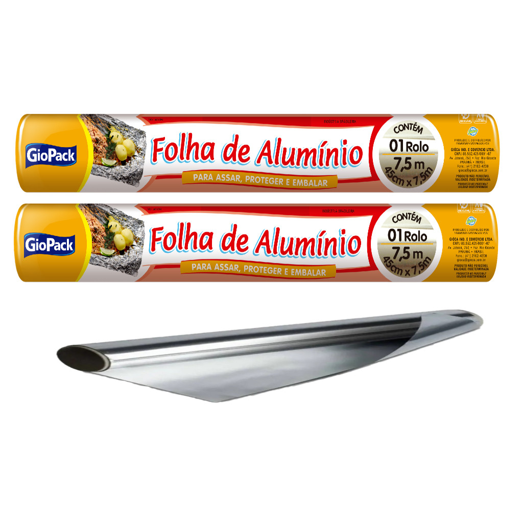 Imagem Kit 2 Rolo Papel Alumínio 30/45cm resistente Uso Doméstico e Profissional Cozinha e Churrasco
