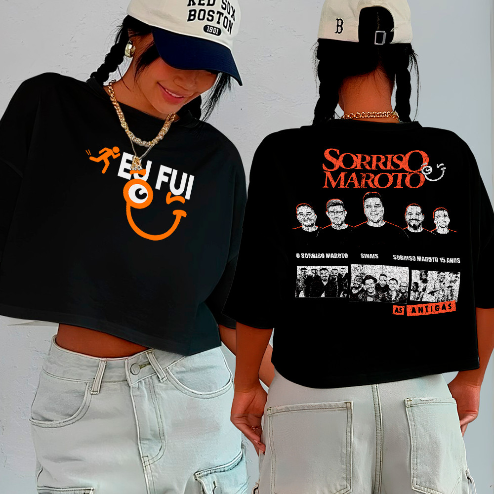 Blusa Cropped Feminino Oversized Sorriso Maroto Grupo Pagode Samba Musica Despedida Eu Fui Antigas em Oferta na Shopee