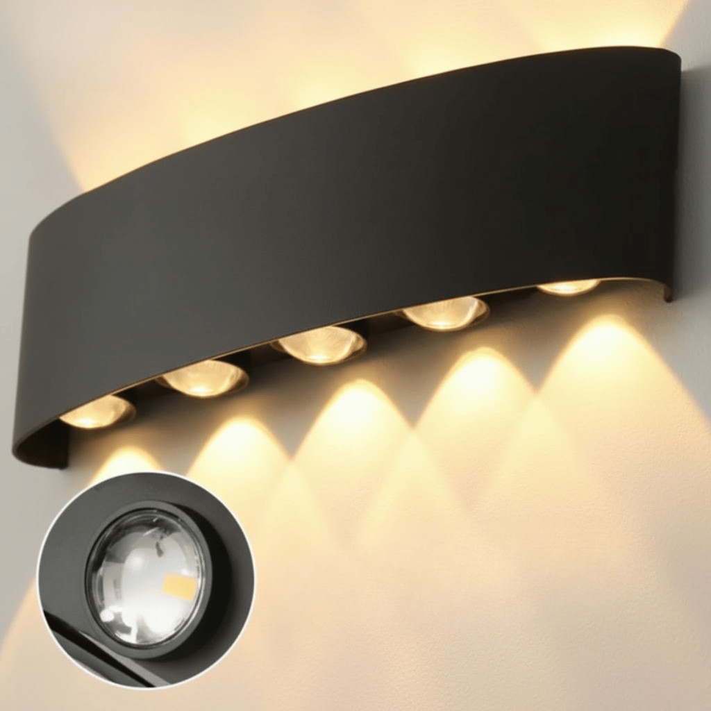 Kit 2 Arandela LED Preta 10W 3500K Bq Luminária Parede Externa Design Moderno Iluminação Fachada Jardim