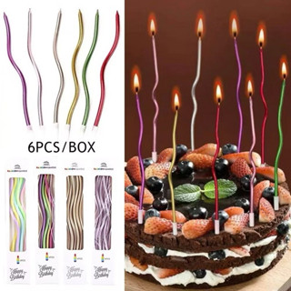 Kit 6 Velas Curvas de Parafina para Aniversário Decoração de Bolo em Oferta na Shopee