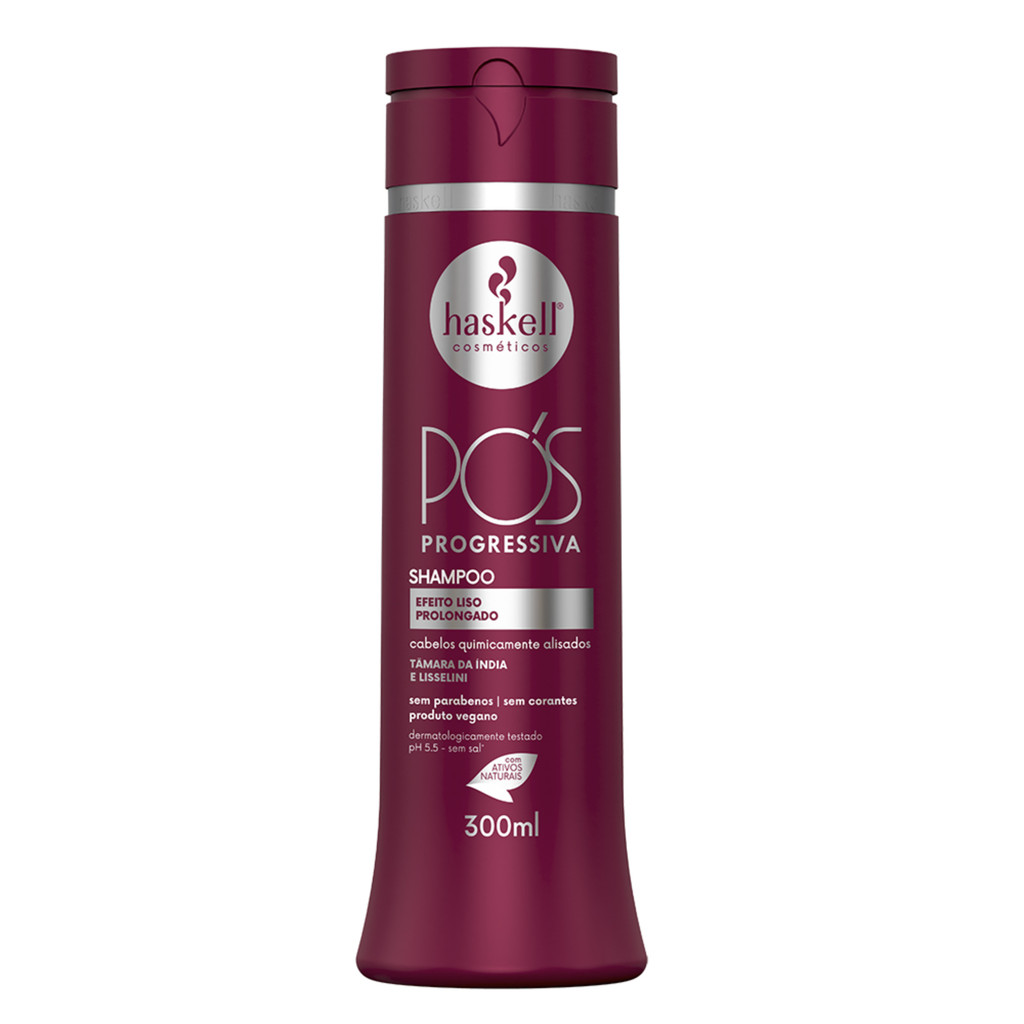 Shampoo Pós Progressiva 300ml Haskell | Restauração, Alinhamento e Brilho para Cabelos Alisados Quimicamente