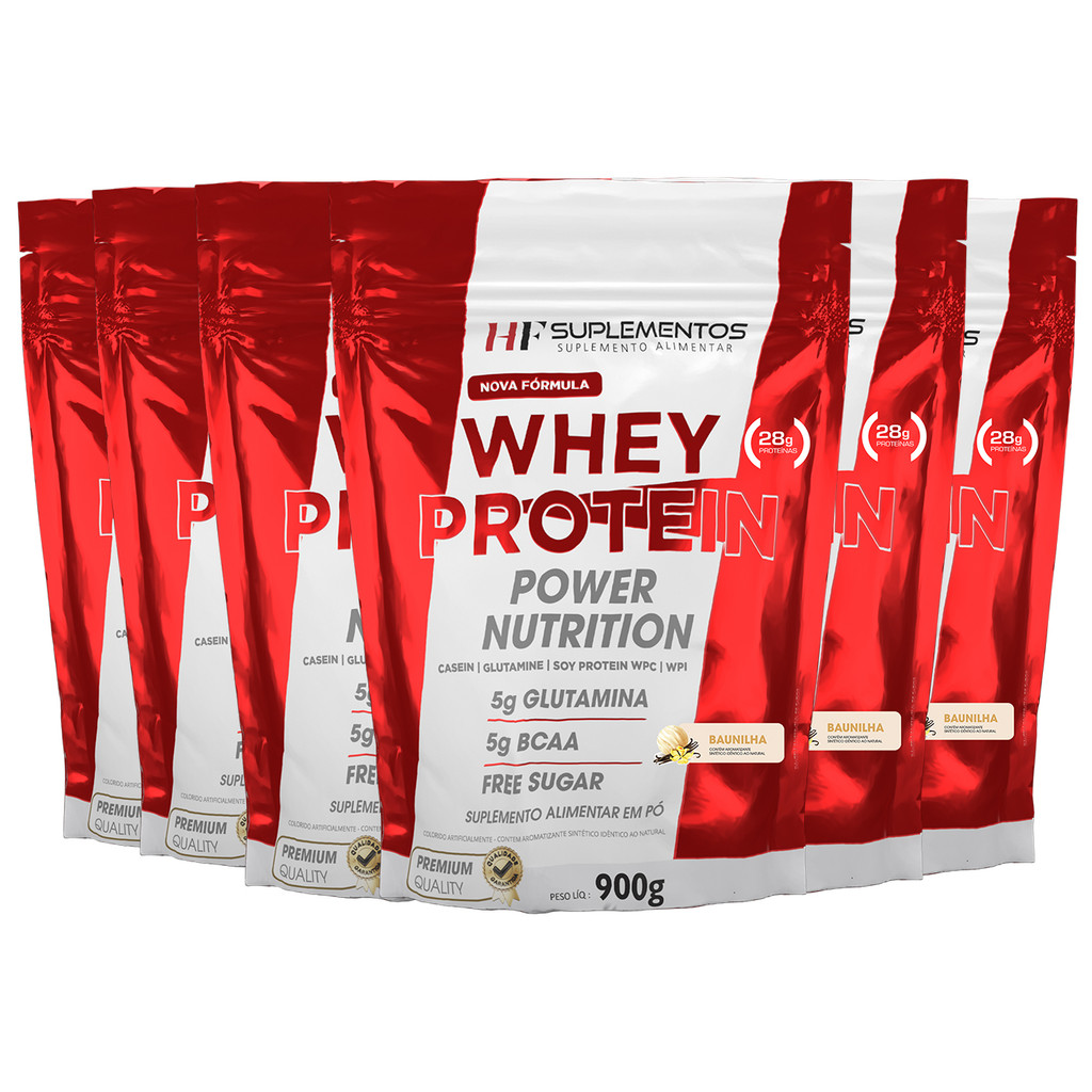 6X WHEY PROTEIN POWER NUTRITION REFIL 900G BAUNILHA HF SUPLE